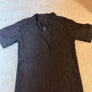 Ralph Lauren Black Label Denim Shift Shirt Dress Short Sleeve Size S Minimalist